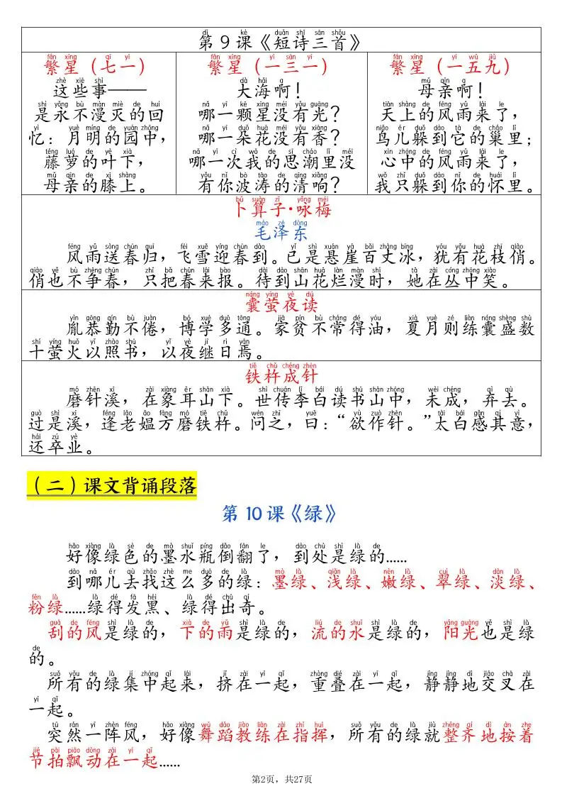四下语文寒假预习全册必背知识汇总27页-山云部落 - 游戏资源下载 | 视频课程学习 | 云盘AI工具 - sy.team