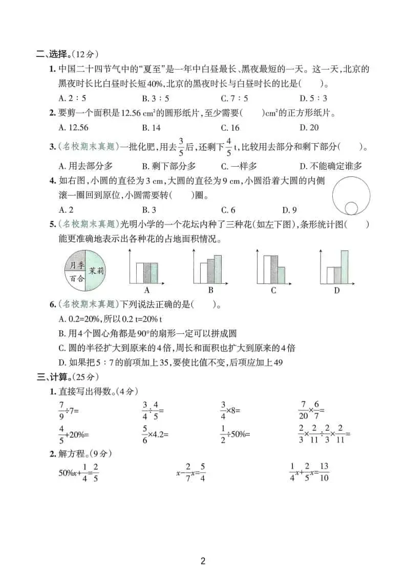 25版六上人教版数学期末试卷(一)-山云部落 - 游戏资源下载 | 视频课程学习 | 云盘AI工具 - sy.team