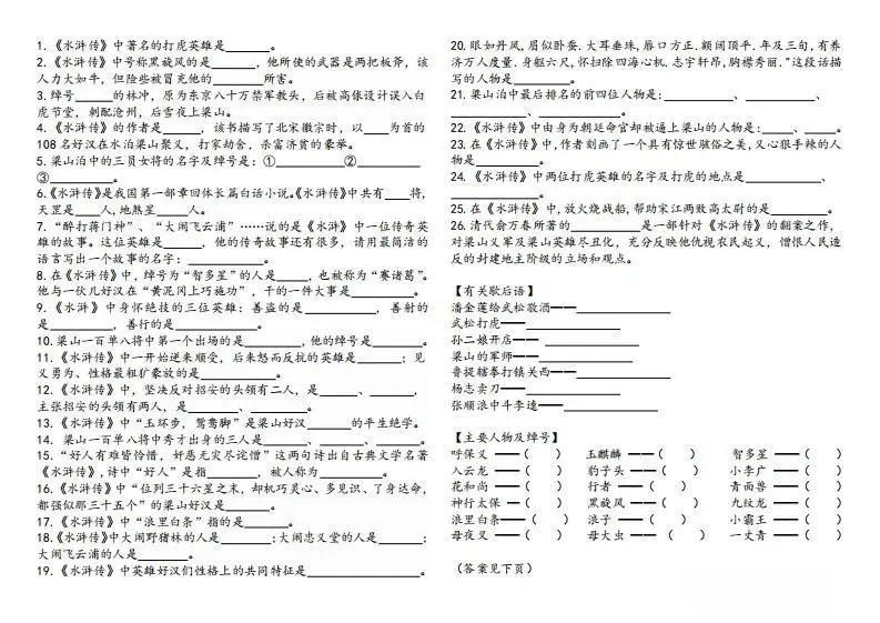 《水浒传》知识汇总-山云部落 - 游戏资源下载 | 视频课程学习 | 云盘AI工具 - sy.team