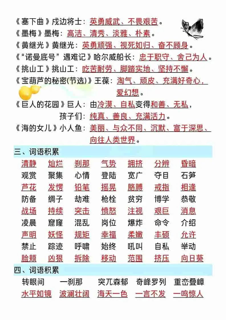 四年级下语文5~8单元期末复习高频考点归纳-山云部落 - 游戏资源下载 | 视频课程学习 | 云盘AI工具 - sy.team