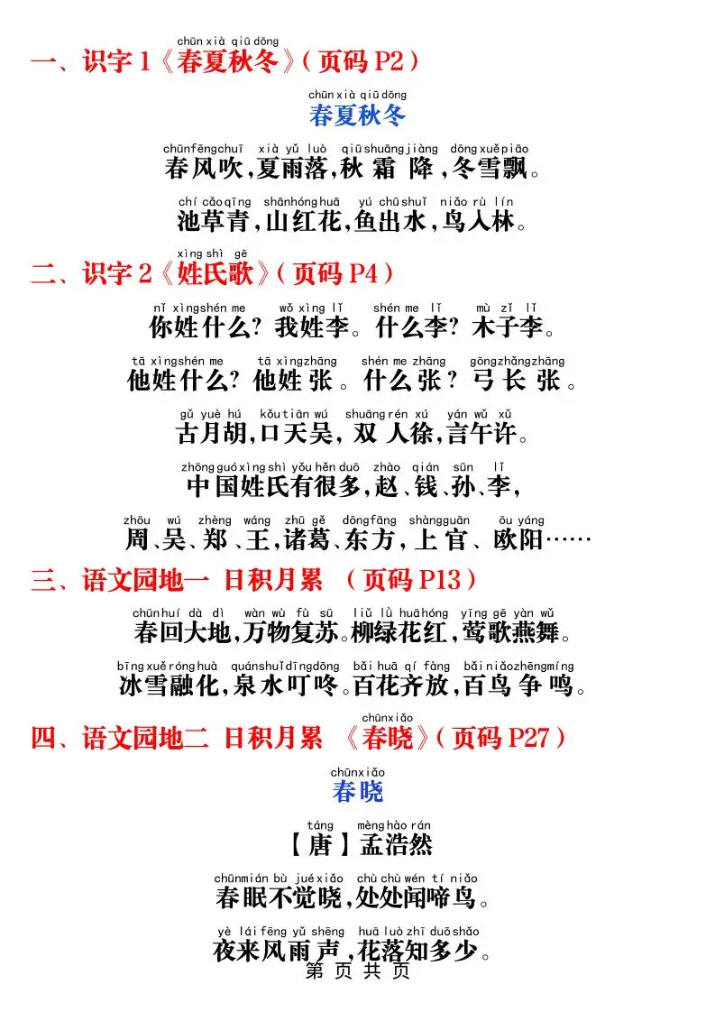 一年级下语文课本必背内容打卡-山云部落 - 游戏资源下载 | 视频课程学习 | 云盘AI工具 - sy.team