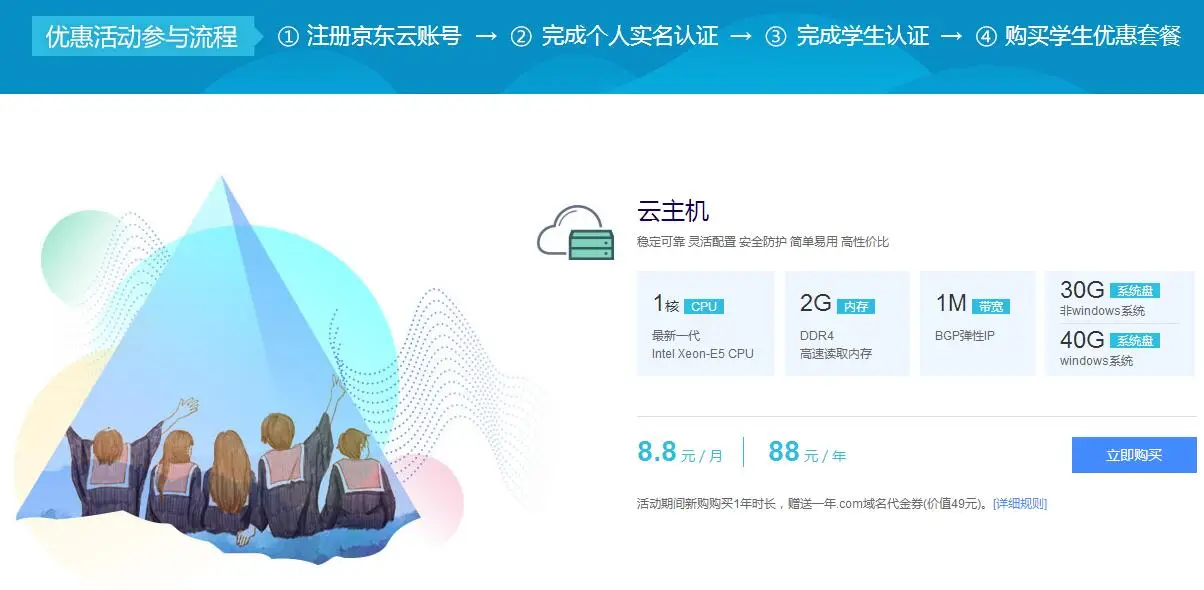 京东云学生88一年送COM域名-山云部落 - 游戏资源下载 | 视频课程学习 | 云盘AI工具 - sy.team