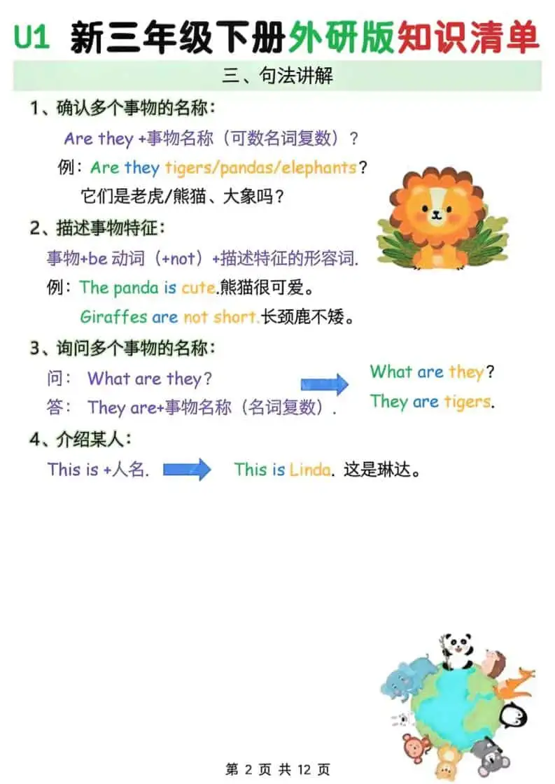三年级下英语Unit1-6知识清单《外研版（三起）》-山云部落 - 游戏资源下载 | 视频课程学习 | 云盘AI工具 - sy.team