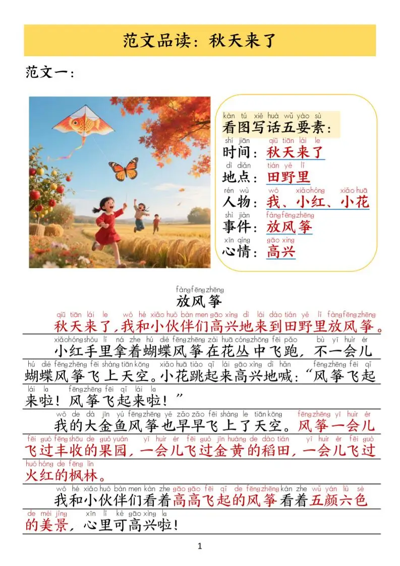 25秋一上语文1-8单元看图写作范文（16页）-山云部落 - 游戏资源下载 | 视频课程学习 | 云盘AI工具 - sy.team